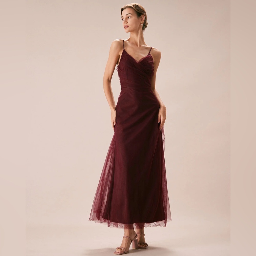 RIHOAS The Wine Red V Neck Mesh Wrap Maxi Dress 22